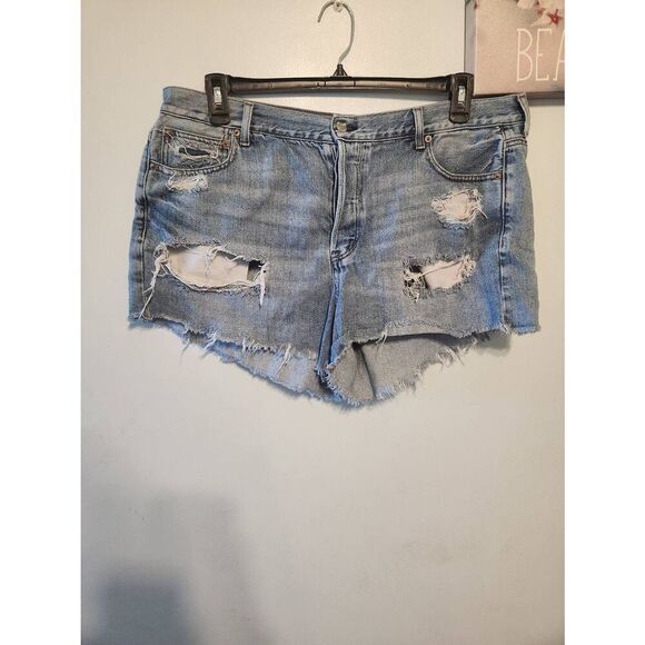 American Eagle Outfitters Pants - American Eagle size 18 Hi Rise Festival Destroyed Shortie Jean Shorts